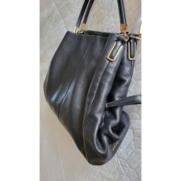 Coach Black  Leather Madison Pebbled Phoebe Shoulder Bag w Gold Hardware Purple - Picture 6 of 16